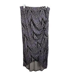 Maeve Skirt M Women Gray Purple Print Midi Faux Wrap Lined Stretch Anthropologie